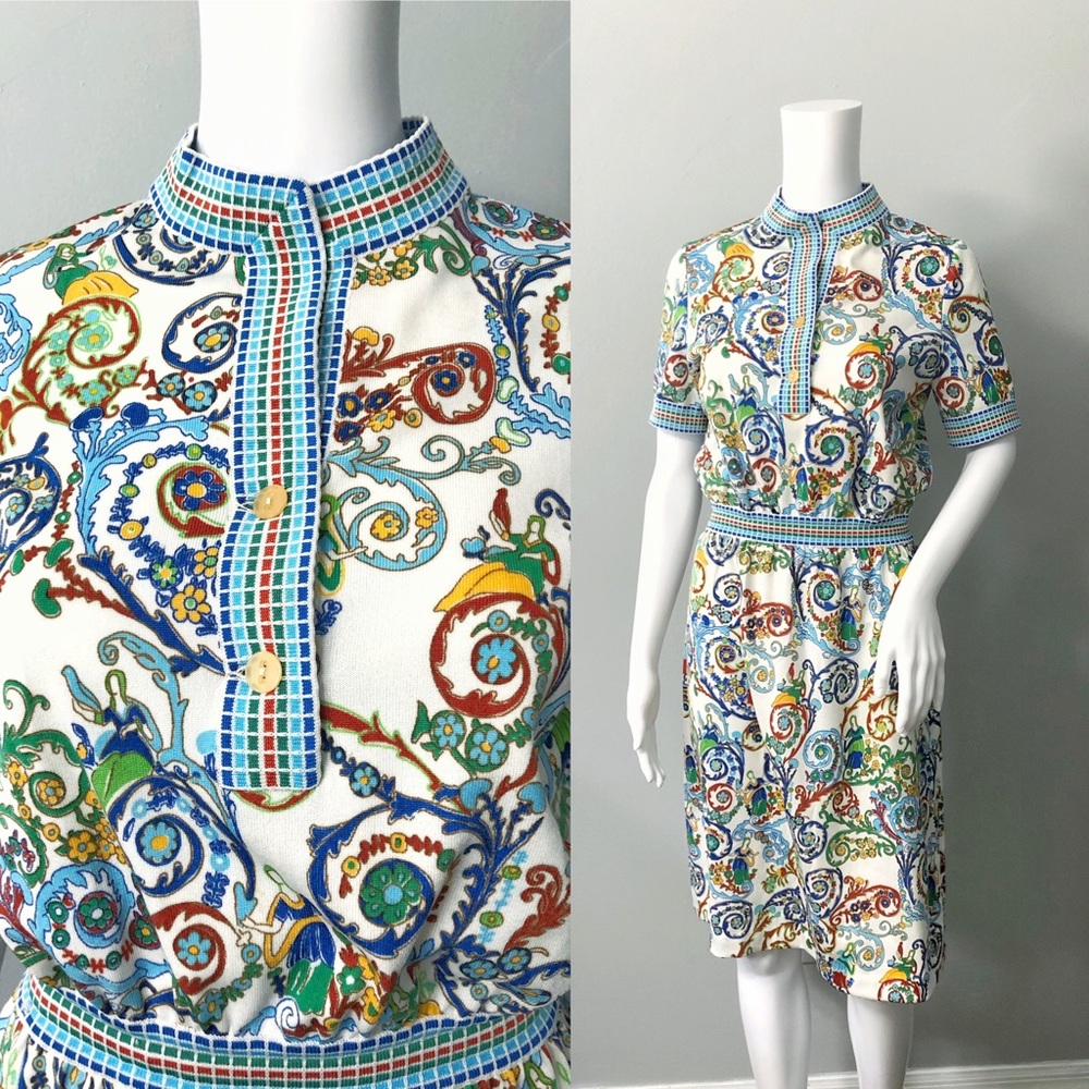 Vintage 1960s Mad Men Dress Size Small Colorful